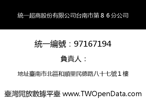 統一超商股份有限公司台南巿第８６分公司