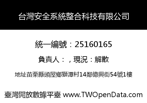 台灣安全系統整合科技有限公司